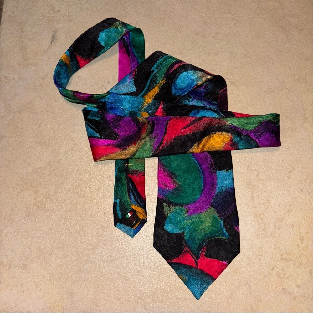 Serica Elite Vintage Abstract Multicolor Silk Necktie